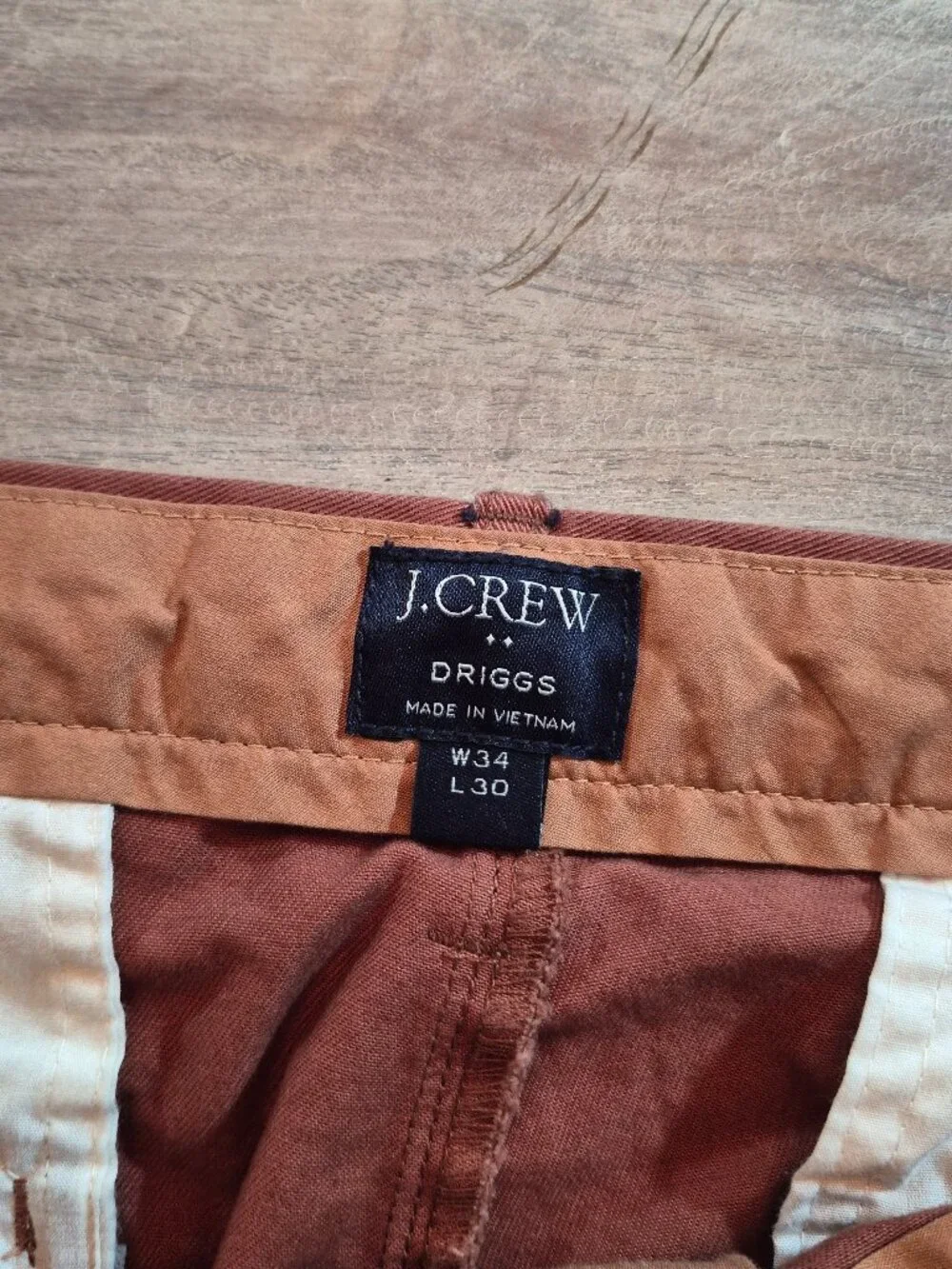 J.Crew Driggs Men's Chino Pants W34 L30 Brick Red Straight 100% Cotton